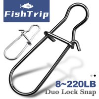 FishTrip Fishing Snaps Duo Lock Snap High Strength 50~200Pack Stainless Steel Quick Change Lure Snap Black Nickel & Silver