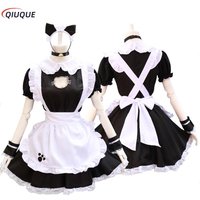 Black Lolita Dresses Cat Maid Outfit Cute Girl Cosplay Costume Women Suit Apron Dress Halloween Carnival Party Uniforms