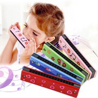 Kids Wooden Harmonica Musical Instrument Toy, Educational Early Learning Music Teaching Aid for Kindergarten Toddlers