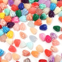 10pcs 7x9mm Imitation Coral Tulip Beads Flower Bud Shape Loose Spacer Beads for Jewelry Making DIY Bracelet Necklace Accessories