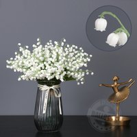 35cm 5-Fork Imitation Bell Orchid Single White Small Lily Of The Valley Plastic Flower Imitation Flower DIY Home Decoration
