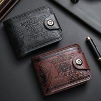 New Durable Vintage 100 US Dollar Pattern Men's Wallets Hasp Zipper Leather Wallet Multi-Functional Coin Purse Daily Use