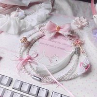 8K Luminous Keyboard Aviation Plug Cable Costom 1.3m USB-TypeC Cute Pink Keyboard Cable Spiral Single Crystal Copper Cable Gift