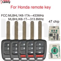 Lenny FCC:MLBHL1K6-1TA 433/313.8MHz 47chip Cuttable blade car remote key for Honda City XRV CIVIC ACCORD CRV 2013+