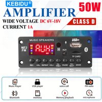 KEBIDU 50W Amplifier Bluetooth MP3 WAV Decoder Board DC 12V Home MP3 Player Car Radio Module USB TF FM Call Recording Speaker
