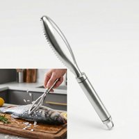 Professional Stainless Steel Fish Scaler with Bone Tweezers, Fast Fish Scale Scraper Removal Tool, Descaler Kitchen Gadget