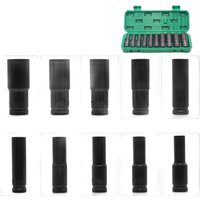 10PCS 1/2'' Deep Socket with Case, 6 Point Hex Design, CR-V Steel 1/2 Drive Deep Impact Socket Set for 1.27cm Impact Wrenches