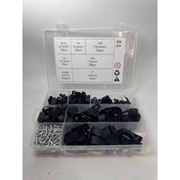 306Pcs Black Cable Clips Nylon Plastic R-Type 199.8cm Inch 3/16''1/4''3/8''1/2''3/4''1'' Cable Mounting Clip Combination Kit, with Wire Management Screws