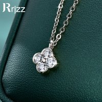 Rrjzz Round 3mm D Color Moissanite Necklace VVS1 Lab Imitation Diamond for Women Four-Leaf Clover Pendant Necklace Jewelry Gift