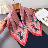 Luxury new summer thin sun protection pomegranate flower faux silk printed shawl scarf high-end neck wrap headscarf silk scarf