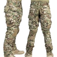 Multicam Hosen + Knieschützer Männer Taktische Kampf Cargo Camo Hosen Training Jagd Kleidung Schnell Trocknend Atmungsaktive Sport Hosen