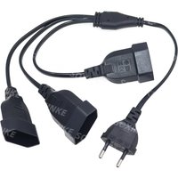 EU CEE7/16 Male to Female Dual Output,2 Ways Outlet Extension Cord European 2 Prong M/F Power Splitter Cable.