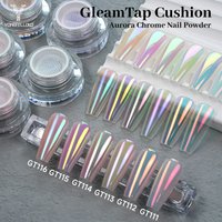 NEW YOKEFELLOW GleamTap Cushion Aurora Chrome Nail Powder Set 6pcs GT111-GT116 Mermaid Aurora Effect for Home DIY Salon Manicure