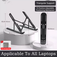 Aluminium Laptop stand Strong Support & 10 height adjustable Silicone protection Botebook iPads Free Storage Bag