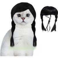 Pet Black Double Ponytail Wig Holiday Party Cat Dog Universal Festival Cosplay Cute Double Ponytail