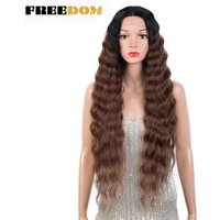 FREEDOM Synthetic Lace Wigs For Black Women Deep Curly Wig Ombre Blonde Lace Wig 30 Inch Cosplay Wigs