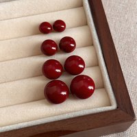 Real 925 Sterling Silver 6/8/10/12/14MM Red Artificial Pearl Stud Earrings For Women Classic Fine Jewelry Minimalist Accessories