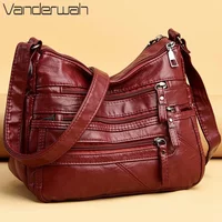 Multiple pockets Soft Leather Hand Bags For Women Luxury Handbags Women Bags Designer Shoulder Crossbody Bags