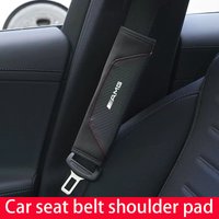 2pcs Car seat belt shoulder pad PU leather decoration for Mercedes Benz AMG W203 W204 W176 W166 W211 W212 W213 W201 W210 GLA GLC