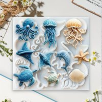 Marine Biological Silicone Mold, Suitable For Resin, Soft Ceramic Handmade And Decorative Creation.
