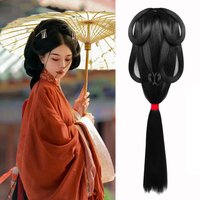 XIYUE Synthetic Warring States Robe Wig Headdress Wei And Jin Style Bun Ancient Costume Back Hair Press Hair Bag Hanfu Wig