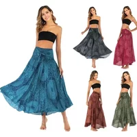 Summer Long Skirts Women Bottom Boho Vintage Two Way Wear Beach Dress Maxi Skirt Woman Clothes Saia Jupe Femme Bohemian Faldas