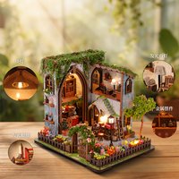 Huajing Xiaozhu Handmade Book Nook, Wooden 3D Puzzle Assembly Miniature Scene Model, DIY Mini House Bookshelf Insert Decor