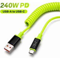 240W USB Type C Fast Charge Cable Spring Data Cable Type C to C Super Fast Charging Date Wire For iPhone Samsung Huawei Xiaomi