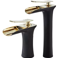 Bathroom Mixer Tap Brass Waterfall Sink Faucet Deck Mounted Single Handle Hot and Cold Water Basin Faucet White Black Gold