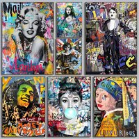 A-Abstract G-Graffiti Canvas Painting Banksy Pop Art Portrait Poster Art With Prints Home Bedroom Living Room Decoration Gift