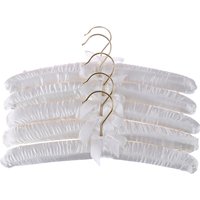 5Pcs 38cm Silk Fabric Clothes Hanger Brace White Hook Button Non-Slip Hanger Wedding Dresses Clothes Hanger