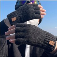 AliExpress NONE Winter Gloves for Men Students Alpaca Wool Warm Thick Elastic Driving Gloves Half Finger Writting Cycling Knitted Gloves HSTr04