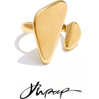 Yhpup Minimalist Stainless Steel Triangle Adjustable Ring 2025 Hypoallergenic Fashion Texture Popular Modern Finger Jewelry