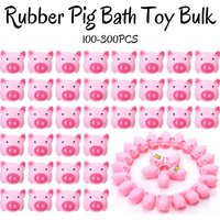 100-300PCS Mini Rubber Pig Bath Toys Bulk Pink Squeaky Baby Bathtub Toys Pink Piggy Bathtub Toys for Baby Shower Party Favors