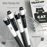 Creative Rotating Cat Pocket Pen 0.5mm Fun Animal Quick Dry Pen Cute Teacup Cat Gel Pens For School & Office Use