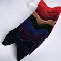 Elegant Oversize Velvet Bowties For Men Solid Color Black Brown Butterfly Wedding Party Banquet Tuxedo Suit Accessories Cravat