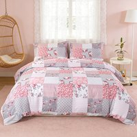 3pcs Splicing floral Pattern Duvet Cover Set, Soft Skin-Friendly Bedding Set Includes 1 Duvet Cover And 2 Pillowcases