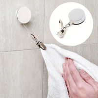 2pcs Retractable Towel Rack No-Drill Self-Adhesive Wall Mounted Hand Towel Holder