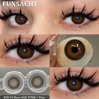 FUNSACHY 1 Pair Color Contact Eye Color Lenses Makeup Natural Black Lens Cosmetic Brown Eyes Lenses Woman Makeup Beauty Softlens