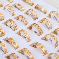 24 Pcs/Lot Stainless Steel Flower Heart Geometric Hollow Rings for Women Creative 2023 New Fashion Madam Jewelry Gift Wholesale