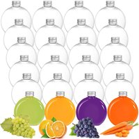 24Pack 10oz Plastic Bottles Small Plastic Flask Bottles Reusable Round Flat Bottles Mini Juice Bottles Beverage Container