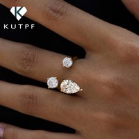 3-Stone Round/Waterdrop Cut All Moissanite Open Ring 2.25cttw Pass Diamond Test s925 Silver Party Promise Band For Women Gift