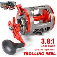 Sougayilang Trolling Drum Fishing Reels Baitcasting Reel Left/Right Hand 3.8 Gear Trolling Drum Fishing Reel Max Drag 28kg Pesca