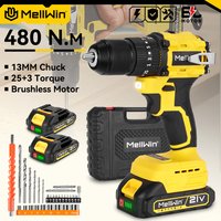 MELLWIN 13 MM Bürstenlosen Elektrischen Schlagbohrmaschine 25 + 3 Drehmoment Handheld Flachbohrmaschine Schraubendreher Elektrowerkzeuge Für Makita 18 V Batterie Pin