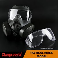 M50 Tactical Mask Set Gray Lens And Replacement Clear Lens, TPE Breathable for CS,Cosplay,Adjustable Strap Festival Gift