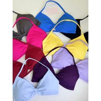 Sports Bra Strappy Backless Yoga Gym Bra Removable Cups Women Workout Clothing Gym Top Halter Sport Bras