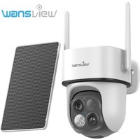 Wansview 2K 3MP caméra de sécurité solaire sans fil extérieure double objectif caméra IP solaire PIR détection humaine Vision nocturne caméra de batterie