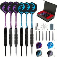 Darts Metal Tip Set Professional Metal Darts for Dartboard Steel Tip Darts with Nonslip Iron Barrel Aluminum Dart Shafts