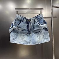 Cute Bow Denim Skirt Women's New Summer Design A-shaped Mini Skirt