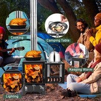 Outdoor camping integrated stainless steel desktop stove, camping tent heating wood stove, household barbecue stove